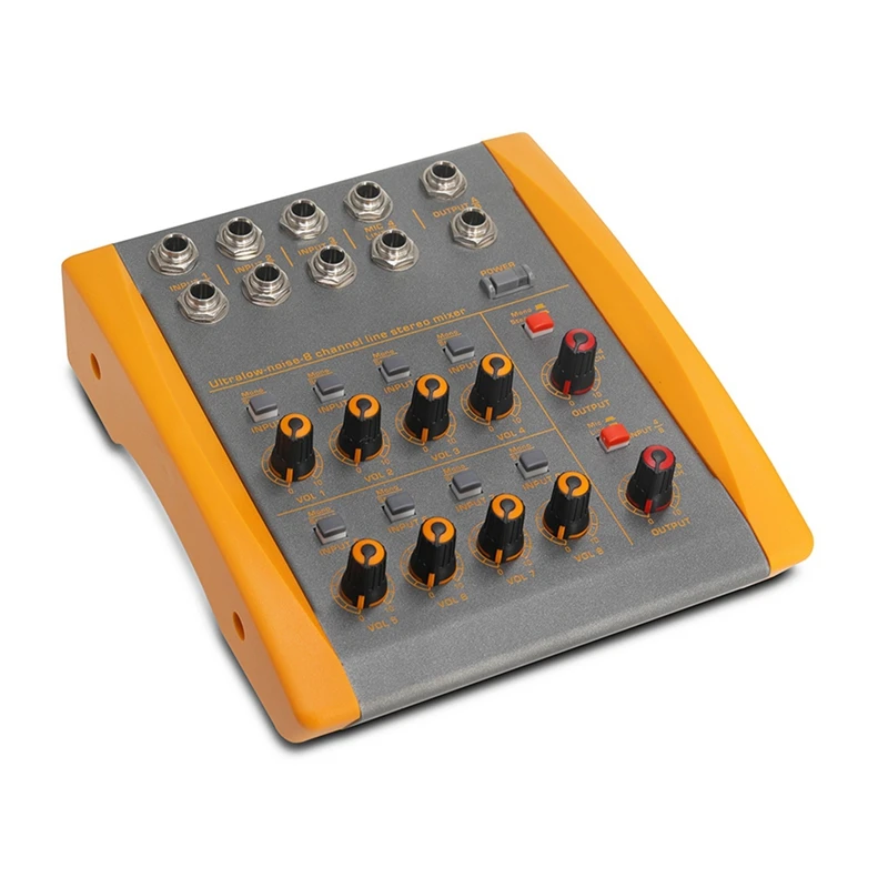 8-Channel Audio Mixer, DC 5V,Low-Noise Stereo Mono Switching, For Small Clubs Or Bars, As Guitars, Bass, Keyboard