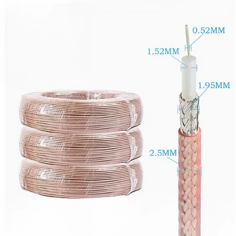 RG179-SFF75-1.5 RF coaxial cable 75 ohm high-definition TV signal line heat-resistant silver plated feeder