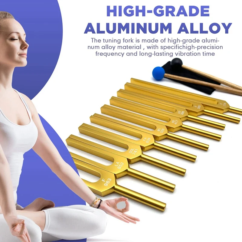 2X Tuning Fork Set - 18 Tuning Forks For Healing Chakra,Sound Therapy,Keep Body,Mind And Spirit In Perfect Harmony- Gold