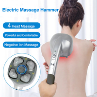 Electric Handheld Massager Four Head Machine Full Body Neck Vertebra Back Muscle Relax Vibrating Deep Tissue Massage Health Care