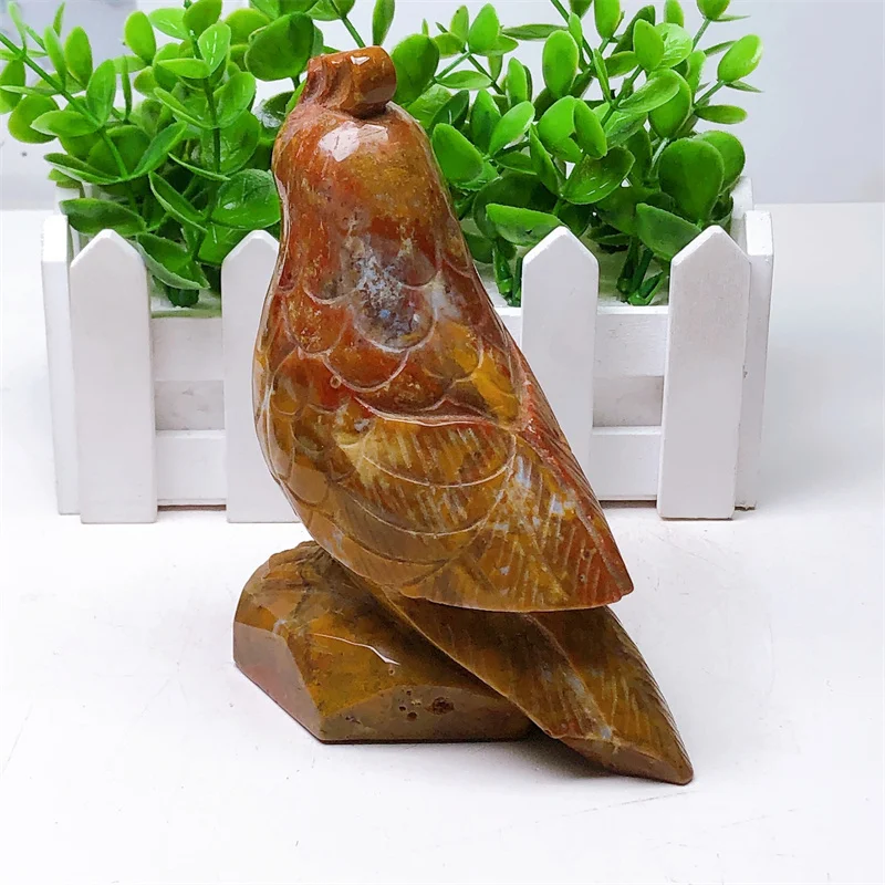 Natural Ocean Jasper Bird Crystal Carved Figurine Fashion Holiday Gift Quartz Carving Healing Home Decoration 1PCS