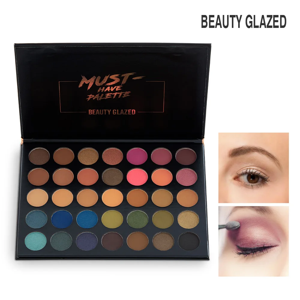 Beauty Glazed Professional 35-kolorowe połyskujące matowe cienie do powiek wyróżnij paleta cieni do powiek róż w proszku makijaż kosmetyczny TSLM2