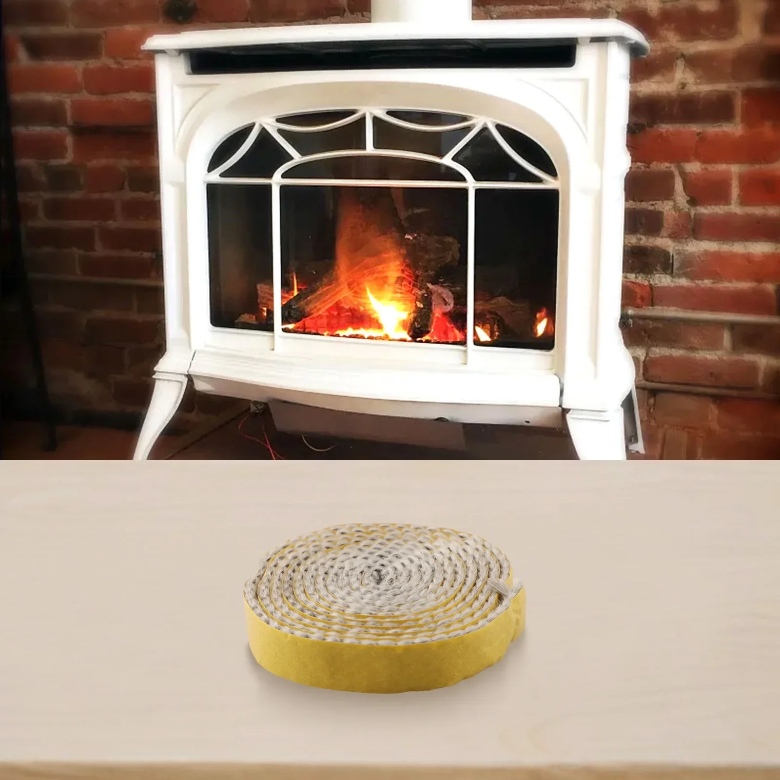 Fiberglass Fireplace Seal Rope with Adhesive Backing Effective for Stoves Doors and Chimneys Energy Saving Solution