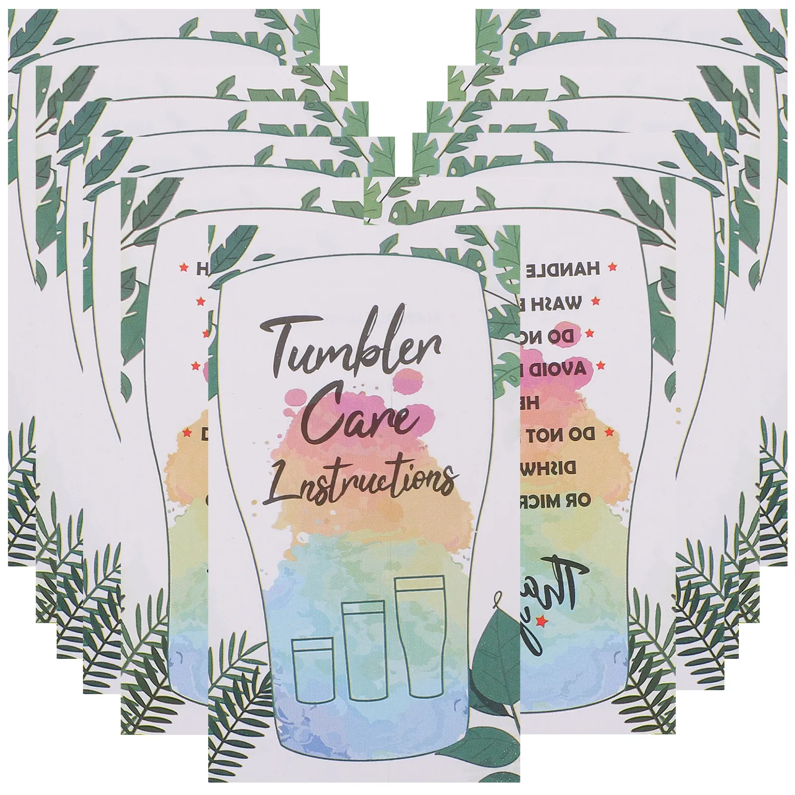 100Sheets Glass Cup Care Cards Tumbler Care Instructions Small Business Supplies Package Insert Portable Guide Tags