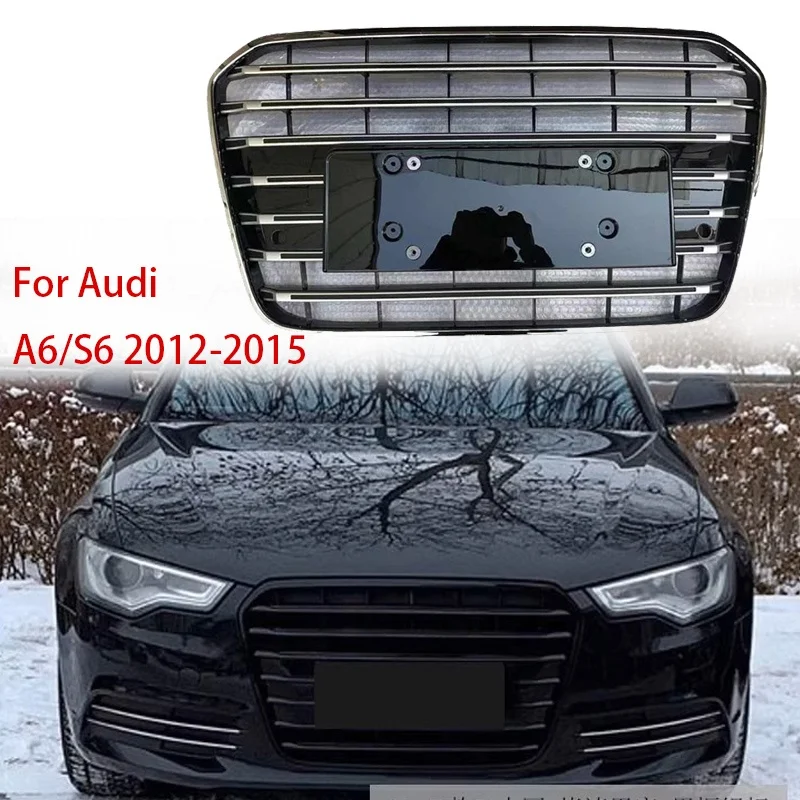 Racing Grills Für Audi A6 C7 Geändert S6 2012 2013 2014 2015 Honeycomb Hood Frontschürze Mesh Grill Abdeckung Platte auto Zubehör
