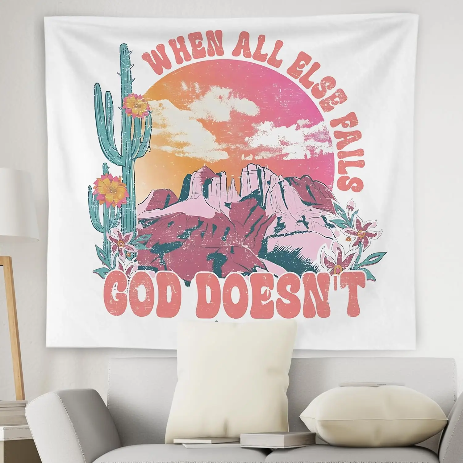 Western Christian Tapestry Wall Hanging, Religious Wall Decor, Psalms 73:26 Bible Verse Christian Wall Blanket Decor for Home