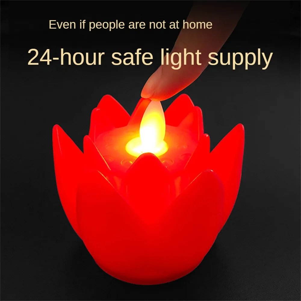 Lotus Lamp In Front Of The TempleLED Night Light Colorful Lotus Light Pay Tribute To The Electronic Candle Lamp LED Decor Light