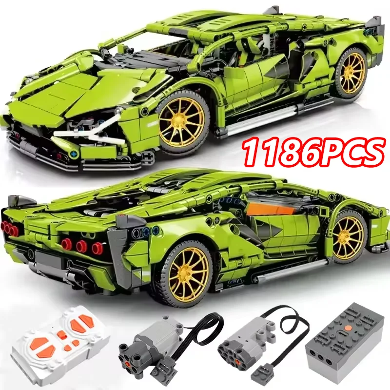 

New 1186PCS 1:14 Technical RC Building Blocks Race Car Remote control Car Static Optional Electric Motor Kits Vehicles Model Toy