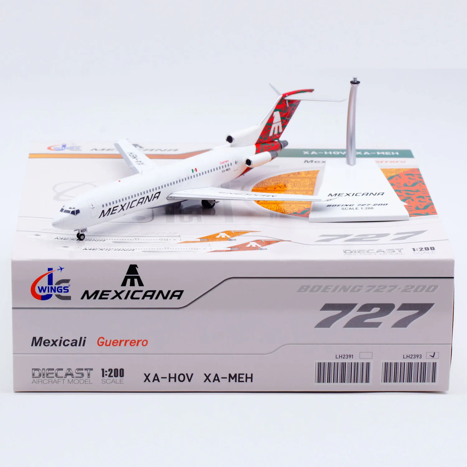 

LH2393 Коллекционный самолет из сплава в подарок JC Wings 1:200 Mexicana «Guerrero» Boeing B727-200 Литая под давлением модель самолета XA-MEH