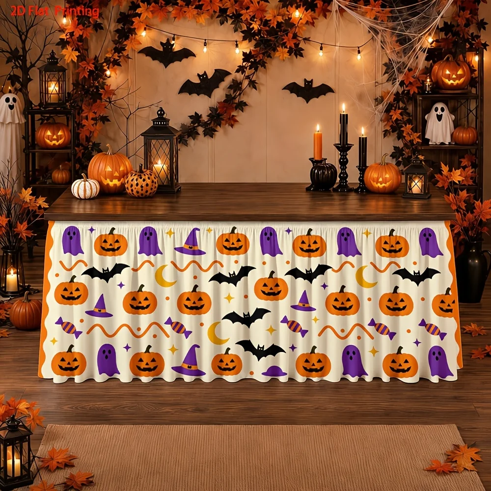 Polyester festive scary fun imaginative decorative tablecloth, suitable for family parties, dining, kitchen, café table covers