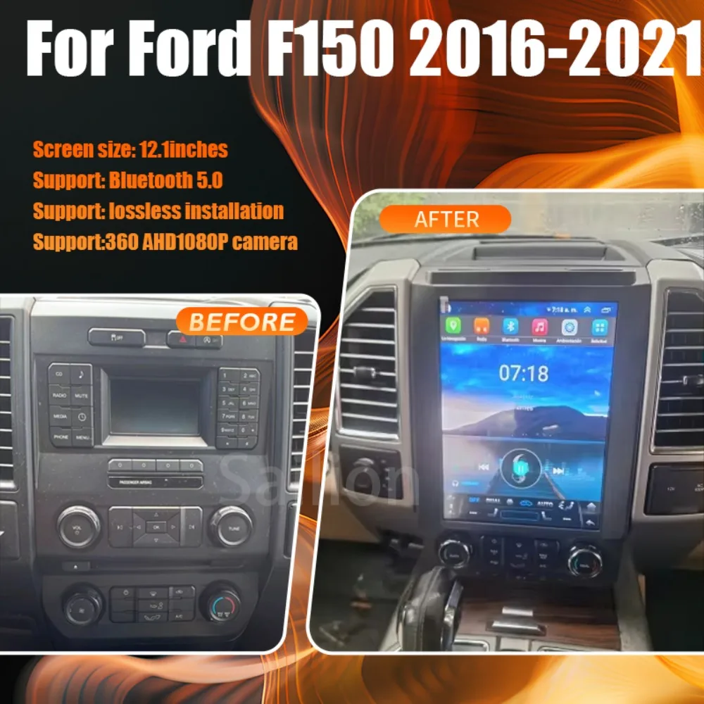 Android13 Car Radio For Ford F150 2016-2021 Tesla Automotive Multimedia Carplay Auto WIFI Bluetooth Stereo 1Din Head Unit 4G GPS