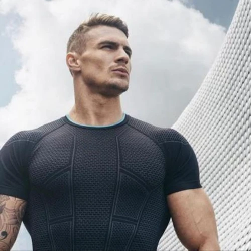 Imagen 2 del producto Camiseta atlética de manga corta ajustada de secado rápido de compresión para hombre para gimnasio, entrenamiento, Fitness, correr, deporte, culturismo