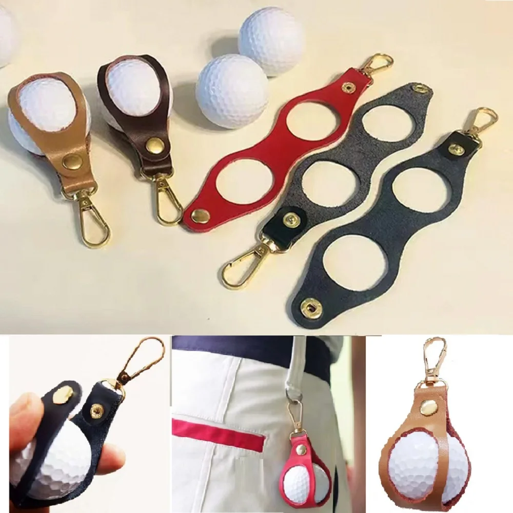 1Pc PU Leather Mini Golf Ball Waist Bag Pocket Portable Golf Storage Keyring Sleeve Pouch Belts Hanging Single Ball Holder Cover