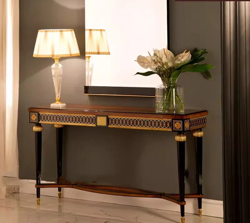 

European solid wood entrance table Large apartment living room entrance rack Partition aisle decorative table French court