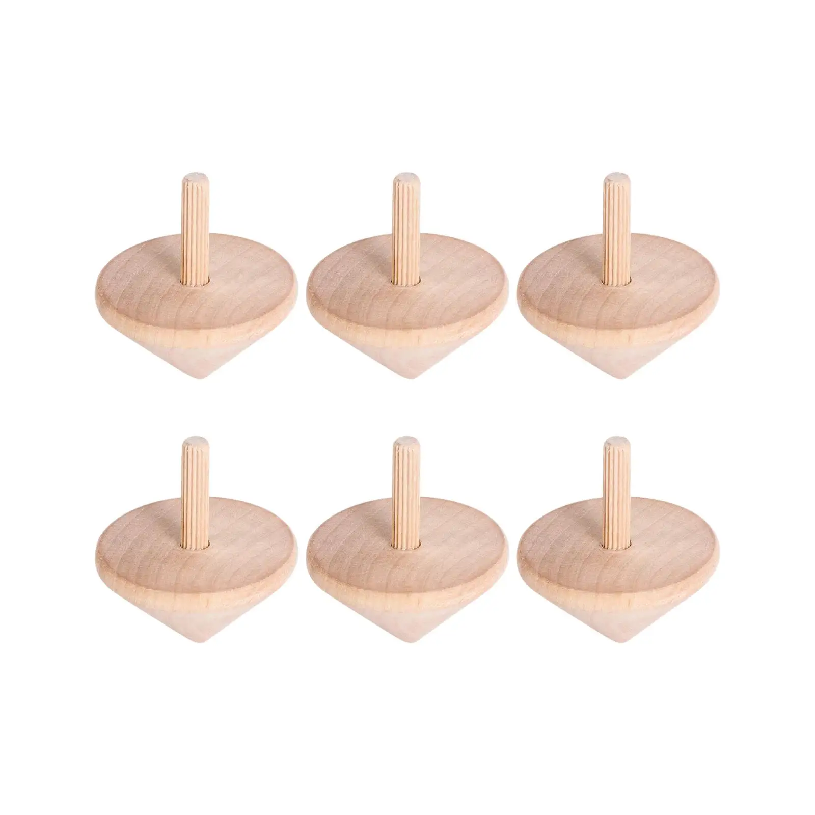 6Pcs Unpainted Wood Blank Tops Novelty Wooden Gyroscopes Toy DIY Handmade for Toddlers Great Party Adults Favors Gift