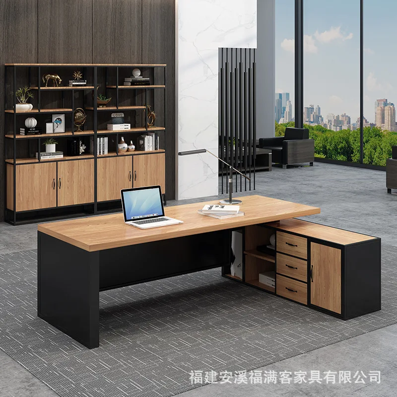 Single pure solid wood president table, simple atmosphere boss manager office desk,
