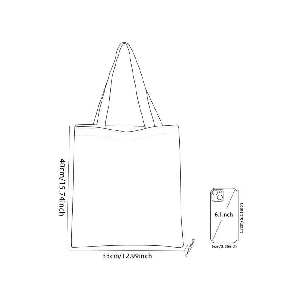 Cute Cherry Pattern Canvas Tote Bag Fashion Reusable Shopping Bag Casual Lightweight Shoulder Bag For Women Daily Use