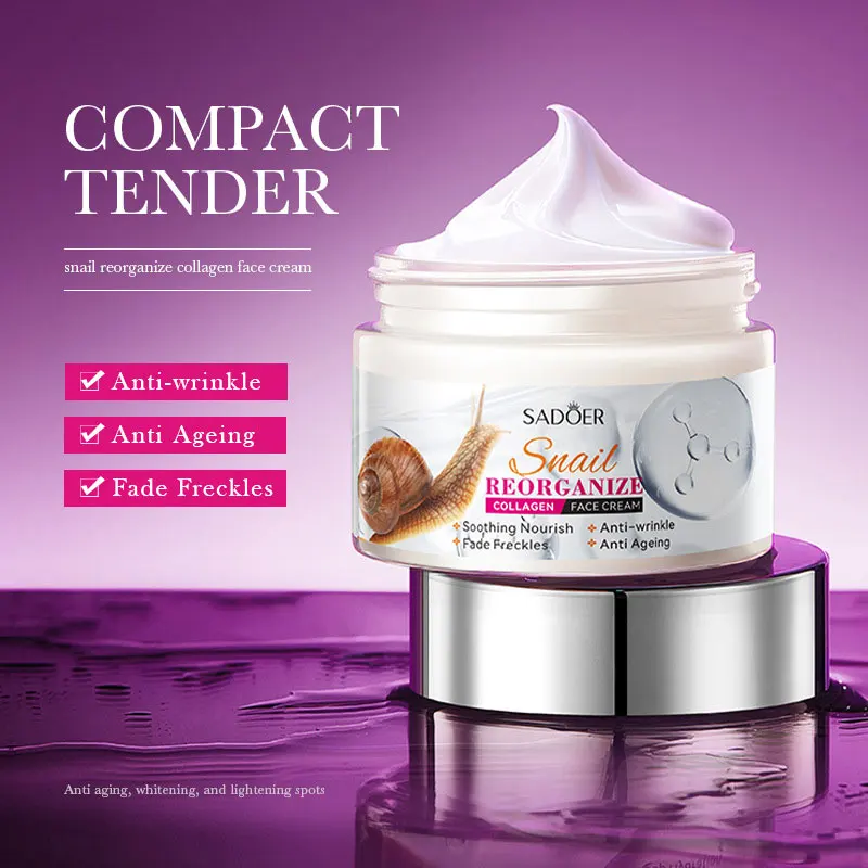 

Увлажняющий и пожелтеющий питательный крем против морщин SADOER Snail Recombinant Collagen Cream Средства по уходу за кожей