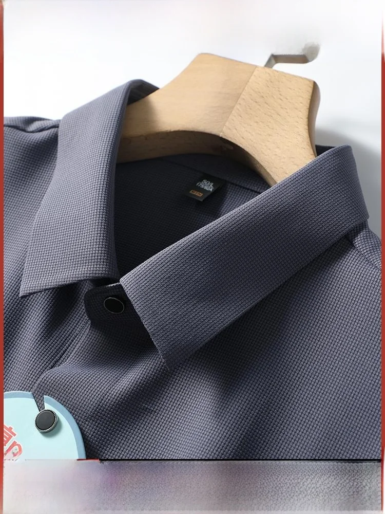 

Busin Pure Color Мужская irt Осень Зима Длинная све Подставка Подходит для молодежи Fashion Trend Текстура Crt Sl Proc