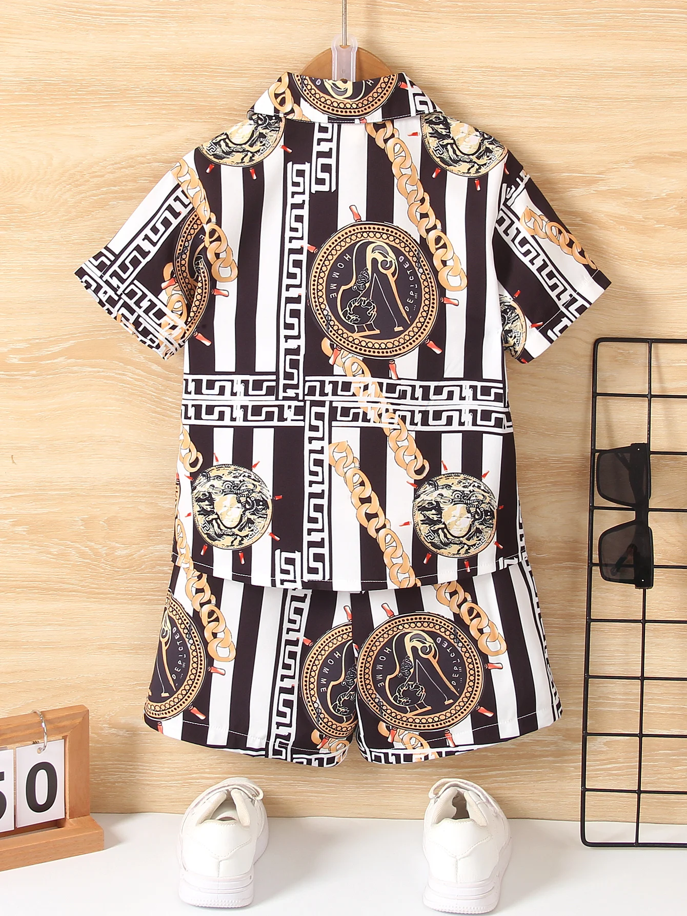 Two Piece Suit Spring Summer Boys Short Sleeved Shorts Stylish Casual Suitable For Everyday Wear Ages 2-7