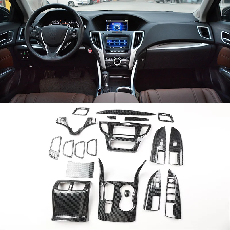 For Acura TLX-L 2018 2019 ABS Car Steering Wheel Window Switch Door Inner Handle Front Rear Air Vent Center Console Trim Strip