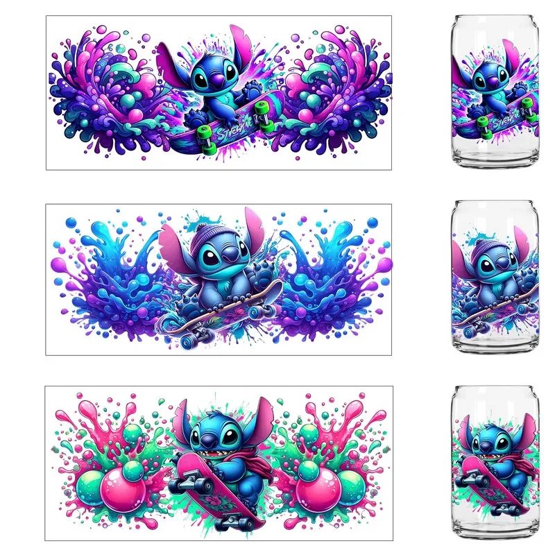 

30 Style Skateboarding expert Stitch UV Sticker Party DIY Decals 3D transfers uvdtf tumbler seal stickers 16oz uv dtf cup wraps