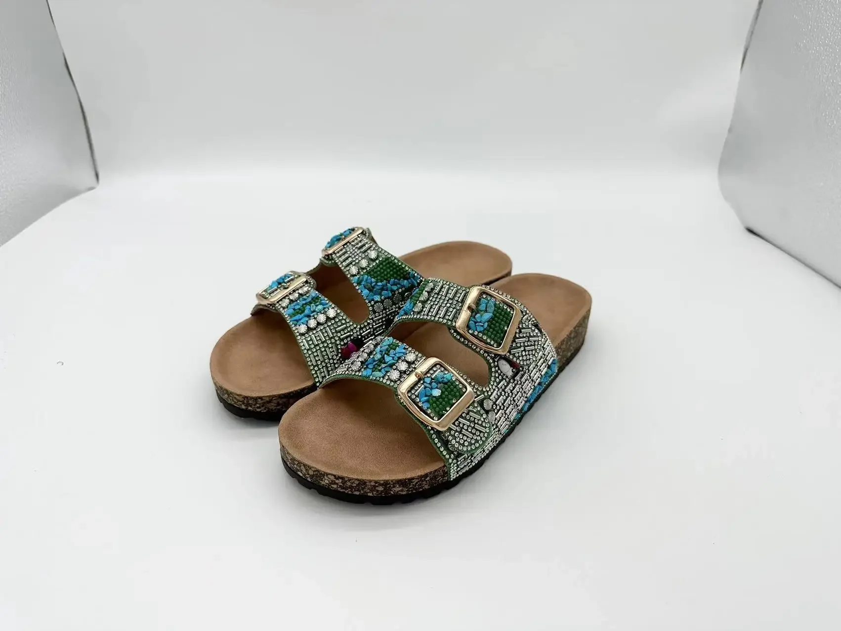 Sdb4a08f8196e4e5f90dfb07d8b30b1d8S Trendy Double Buckle Ethnic Cork Slippers for Fashionable Beach Days