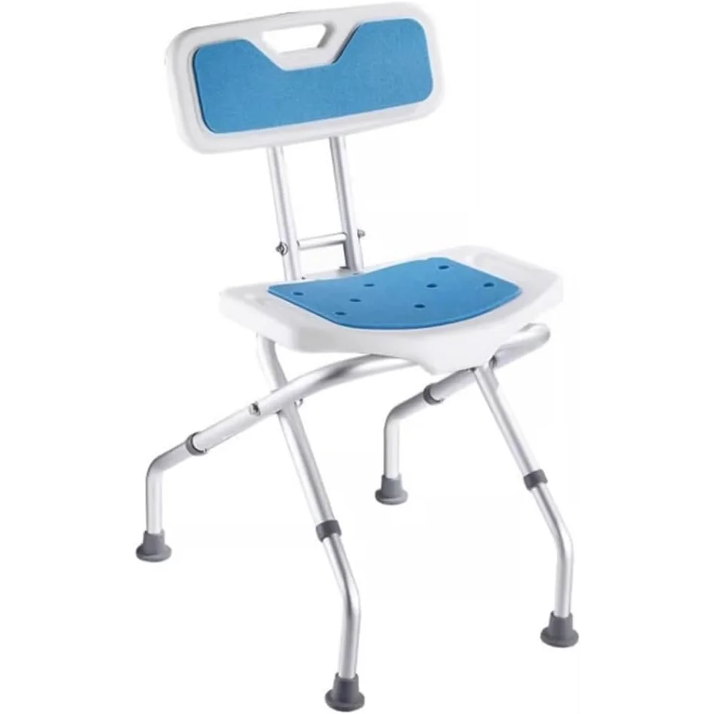 

Adjustable Height Folding Shower Stool, Lightweight Shower Chair with Backrest, Compact and Small Shower Seat Stable Bathroom St