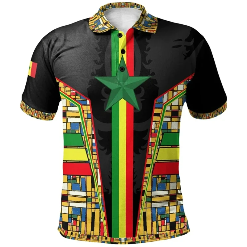 Senegal African Country Flag Graphic Polo Shirt 2024 Daily Casual Sports Fitness GYM Tops Oversized Tee Shirts SN Emblem POLO