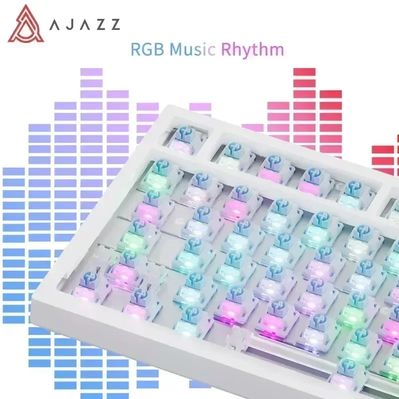 AJAZZ AK820 Pro Mechanical Keyboard RGB Tri-Mode Gaming 75% Gasket-mounted Bluetooth 5.1/2.4G Wireless & Type-C Wired TFT Screen