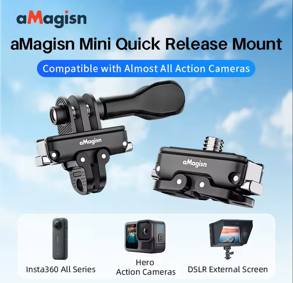 aMagisn Universal Metal Aluminum Alloy Magnetic Adapter Quick Release Set for GoPro Hero13/12/11/10/9/DJI/Insta360 X4/X5
