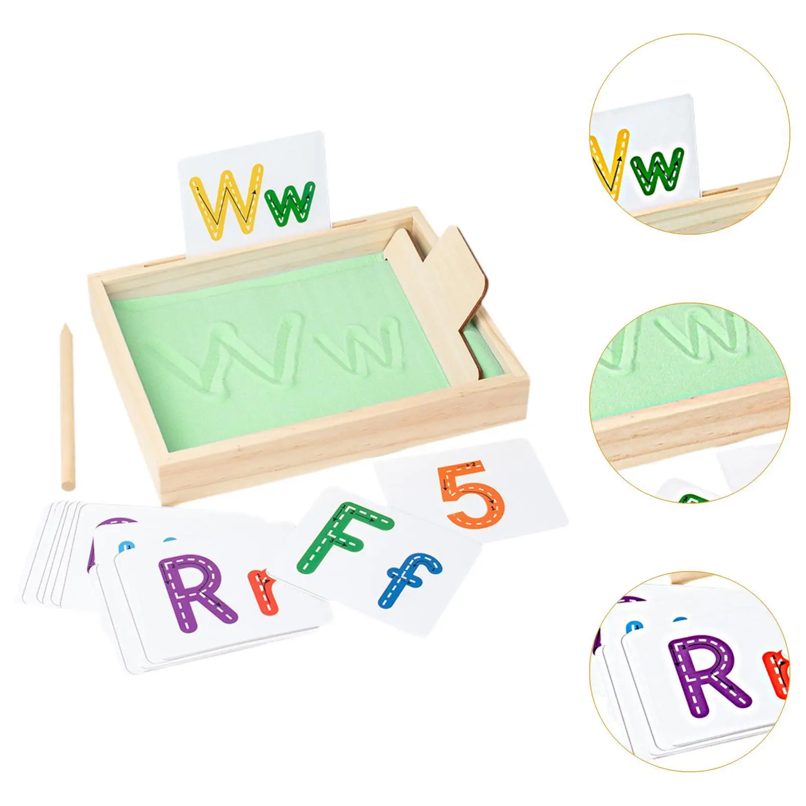 Montessori Sand Tray Teaching Aids Deep Wooden Sand Writing Tray and Wooden Pen for Kids Classroom Boys Girls Drawing Painting