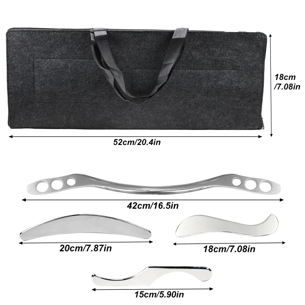 4Pcs Stainless Steel Gua Sha Muscle Scraper Tools Set Scraping Massage Tools Massage Scraper Kit, Soft Tissue Mobilization Tool