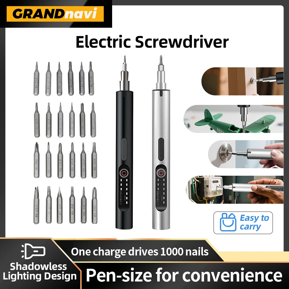 

Мини-акумуляторная электрическая отвертка Grandnavi, набор инструментов для прецизионного оборудования, набор инструментов для ремонта, бесщеточная литиевая батарея