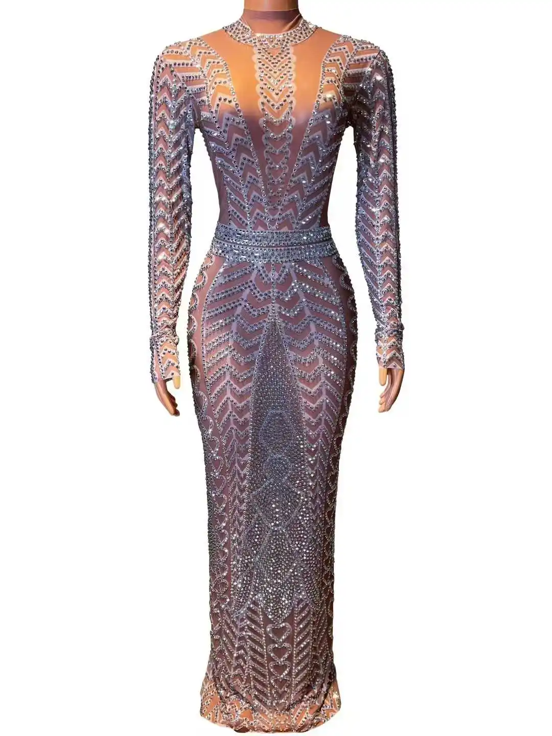 Robe longue à paillettes et strass pour femmes, accessoires de séance photo de déesse senior, superbe spectacle de Las Vegas, Costumes de reine sur scène, 2025