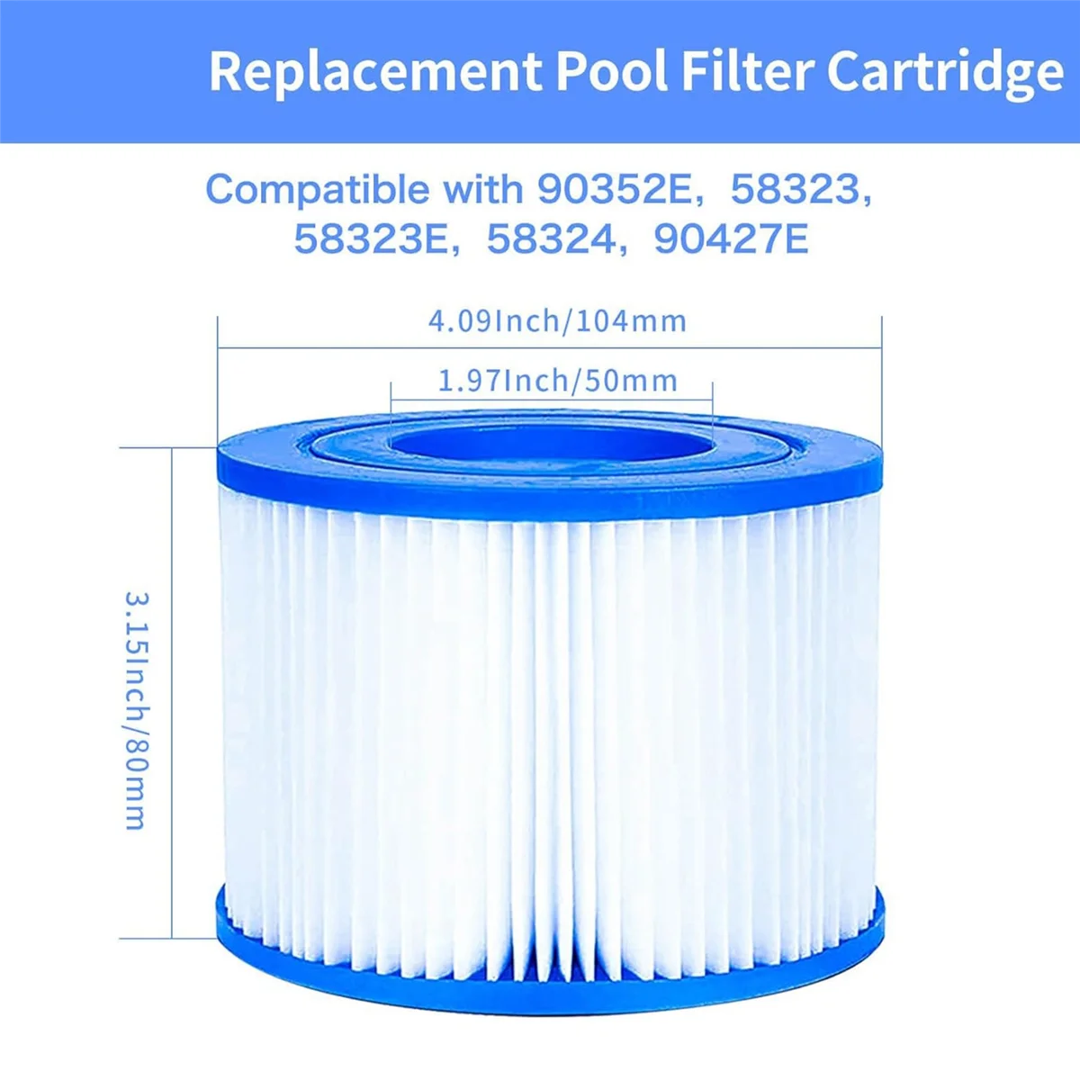 For Type VI Pool Filter Cartridge, 4 Pack of Inflatable Hot Tub and SPA Replacement Filter Compatible with 90352E 58323E