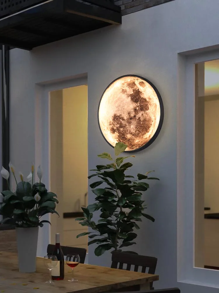 Outdoor waterproof moon wall lamp creative lamp outdoor villa landscape lamp new Chinese courtyard garden aisle door lamp