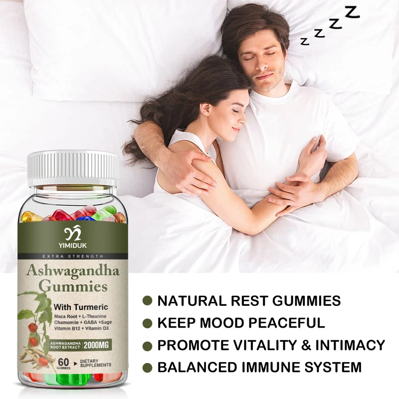 Ashwagandha Gummies Improving Mood Reduce Stress Better & Longer Sleep Support Stronger Immune System Health Food