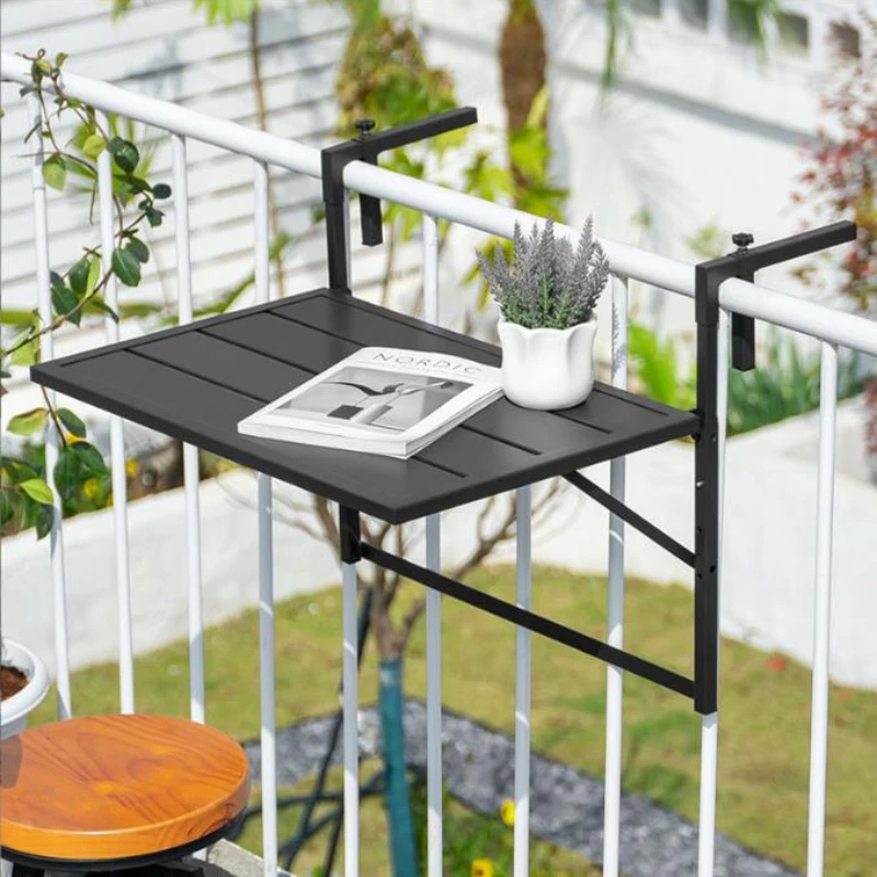 Outdoor Balcony Railing Hanging Tables Iron Art Household Lightweight  Small Table European Leisure Foldable Hanging Table