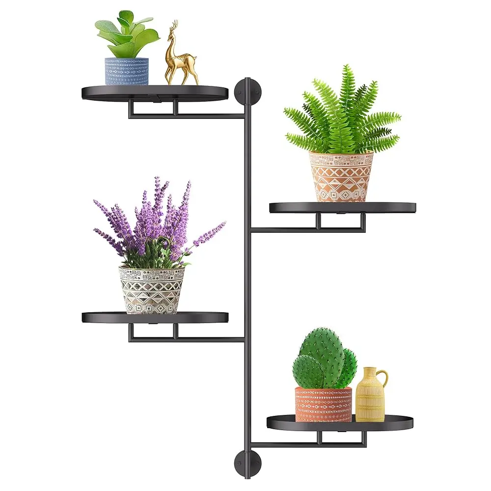 

Window Rotating Plant Stand Shelf Indoor Bla Metal Floating Shelves 4-Tier Wall Mount Plant Hanger Holders For Wall Planter