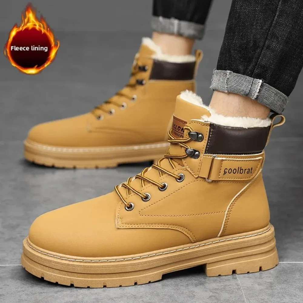 أحذية شتوية فاخرة لعام 2025 أحذية رجالية مخملية عالية الجودة بنمط الدنيم الغربي عصرية ويمكن مقترنة مع سراويل العمل #2