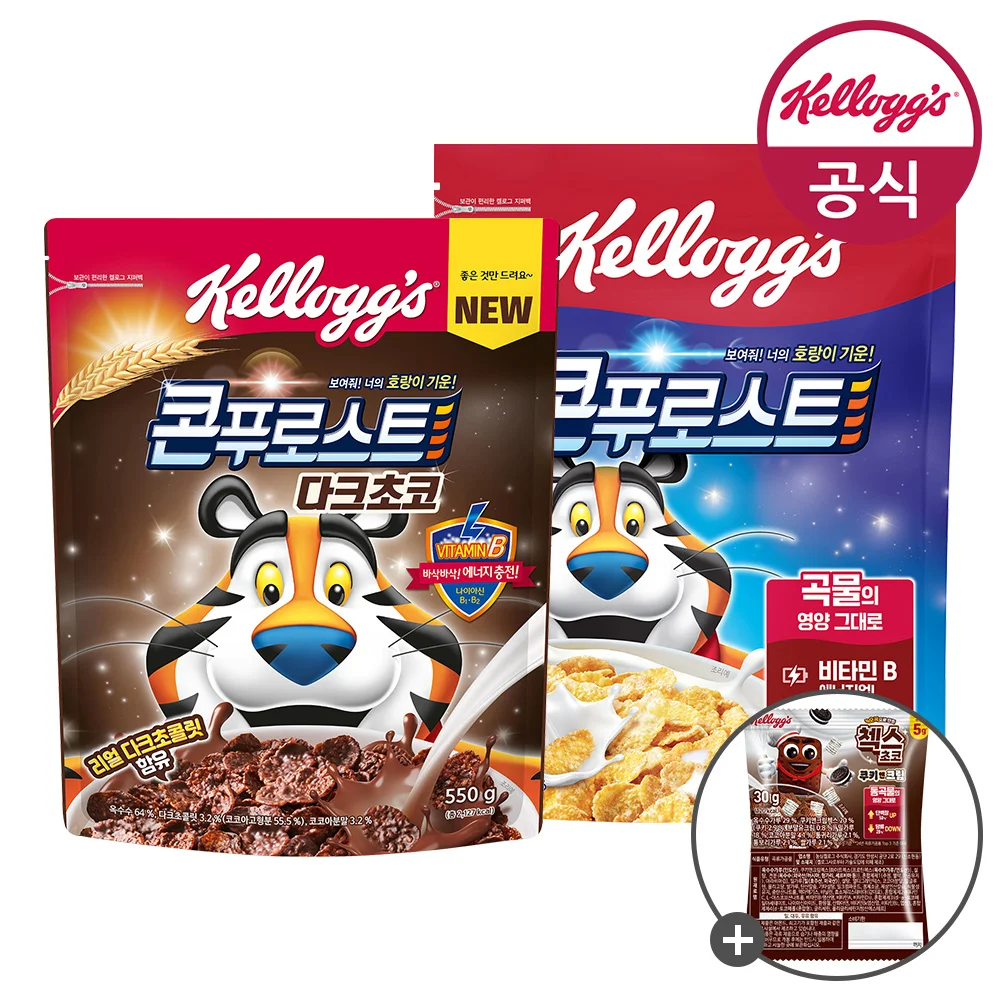 Kellogg-Cereales de 600g + 콘푸푸푸다초초550g + 미푸푸푸다다크초g + 미니 니 30g