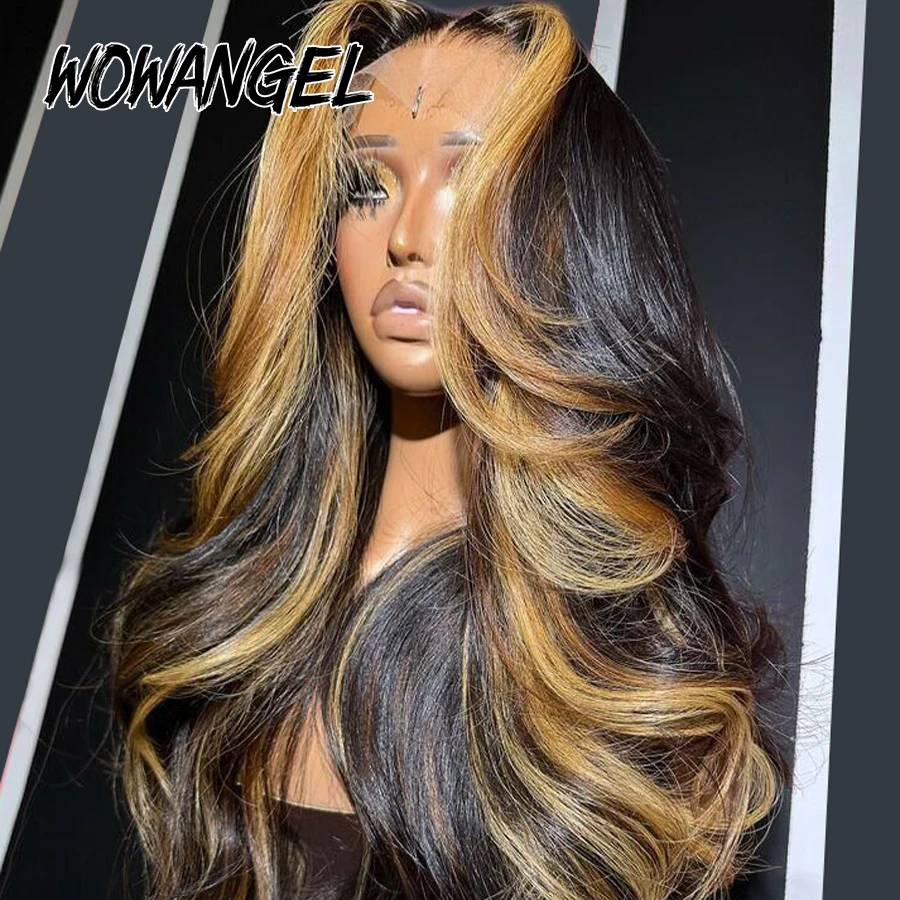 1B27 Highlight Wigs 36inch 13x6 HD Lace Frontal Human Hair Wigs Body Wave 13x4 HD Lace Front Wigs Ombre Colored Wigs For Woman