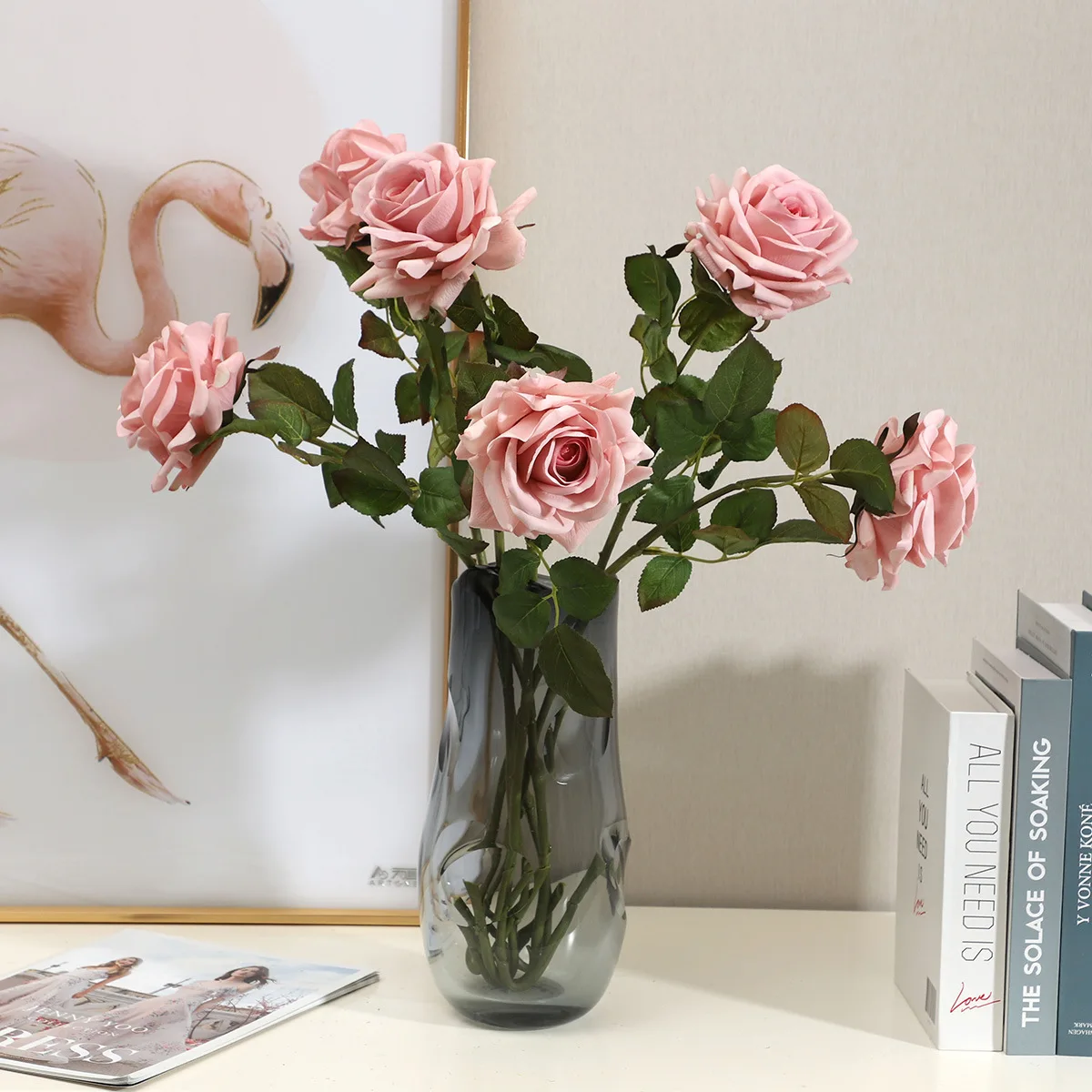 4 Stück Herbstdekoration, künstliche Rosen mit echtem Touch, feuchtigkeitsspendende Blumen, Hochzeitsdekoration, künstlicher Rosenstrauß, Brautstrauß, Heimdekoration, Party-Blumen – Detail 6