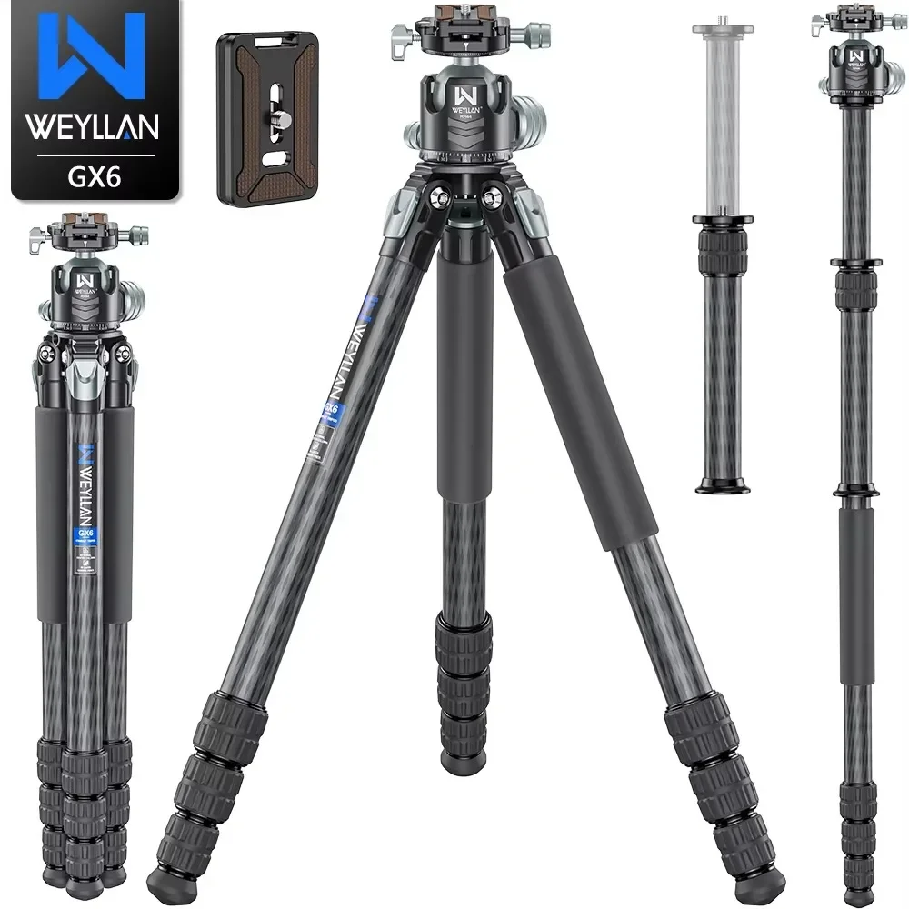 WEYLLAN GX6 Compact Carbon Fiber Tripod 69'' Professional Tripod 29mm Leg with DSLR Tripod Ball Head for Digital SLR DSLR Camera