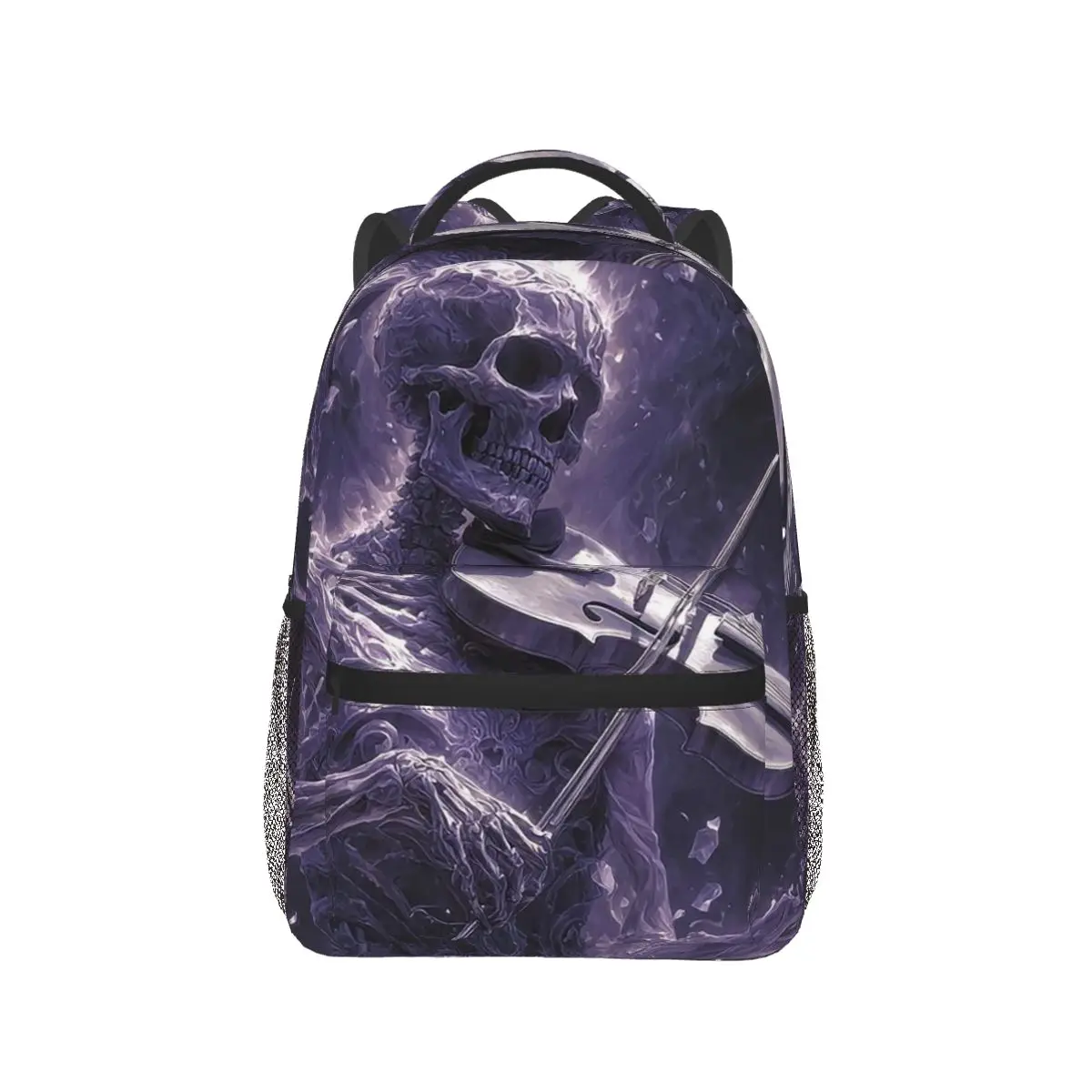 Skeleton Playing Violin Pattern Backpack Hot Sale Daypack Large Capacity Kids BookBag School Bag Shoulder Bags for Men Women