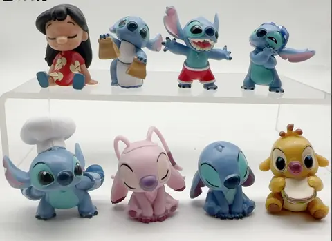 8 개/대 새로운 애니메이션 스티치 scrump 릴로 캐릭터 비닐 그림 모델 완구