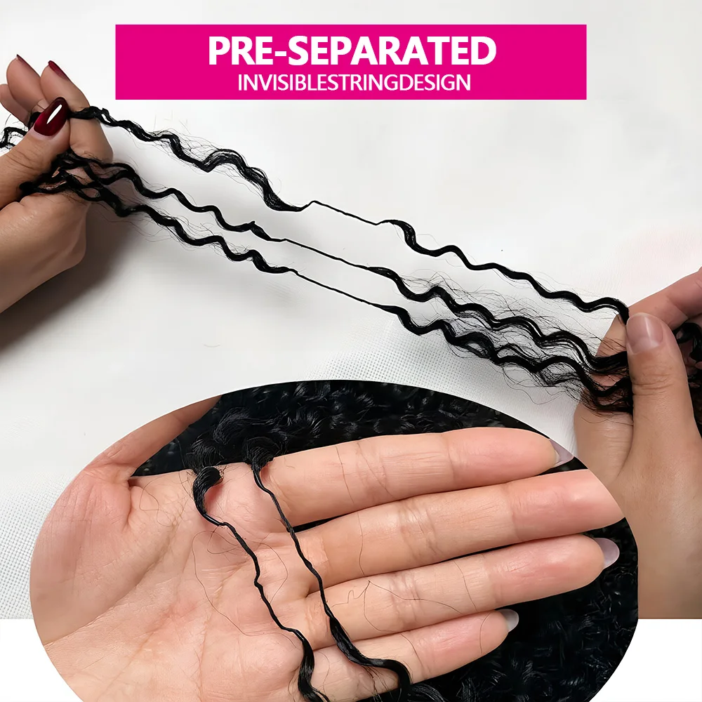 14 16 18 Inch Miracle Knots Crochet Human Hair Burmese Curly Hair Extensions 1/2/3 Bulk And Braiding Hair Deep Wave Pre-Separate Feather Crochet Human Hair 60g 3 Days Delivery To FR Brazilian ALIANNA Hair Bundles Human Hair 100% Natural Black Reusable - Image 3