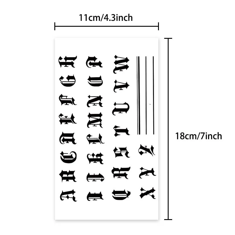 Long-lasting Waterproof Tattoo Stickers Simulated Non-Reflective Temporary Tattoo English Pattern Finger Arm Fake Tattoo