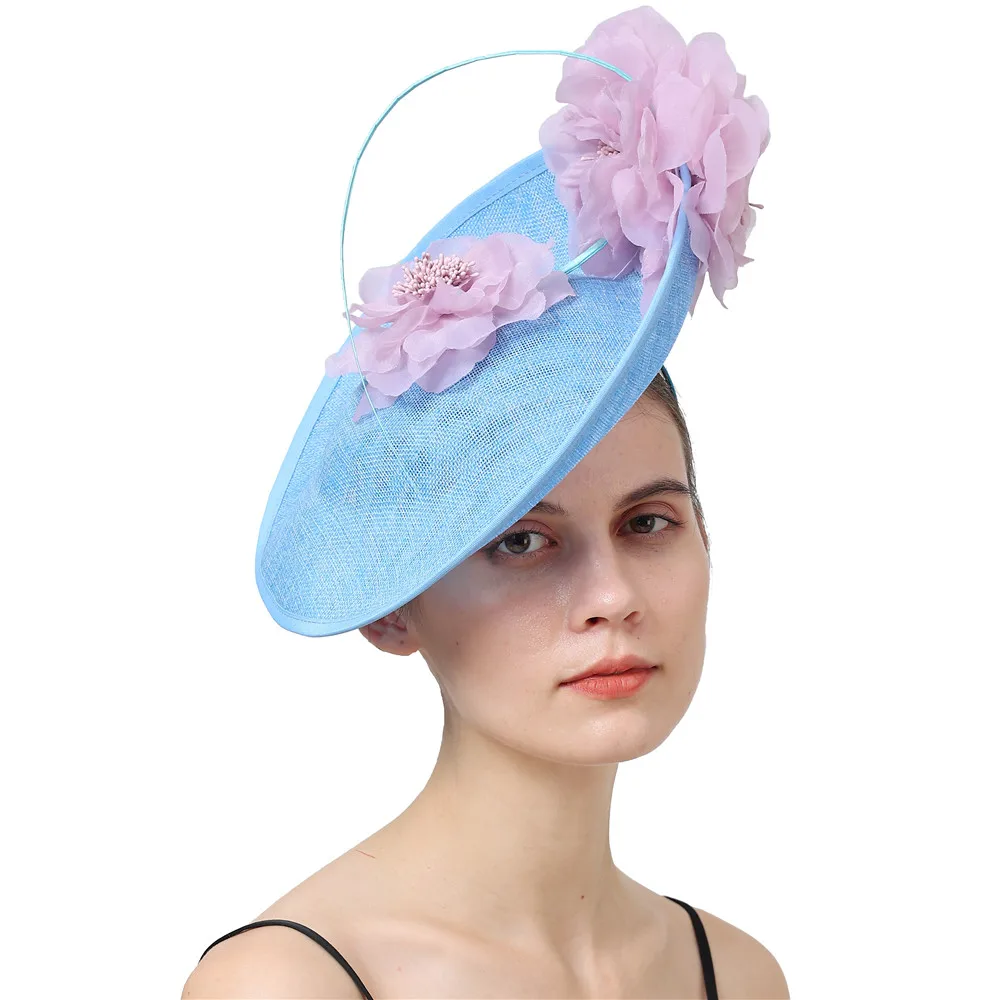 

Generous Women Big Derby Hat Millinery Fascinators With Fancy Flowers Hats Accessories Ladies Headwear Headbands Fashion Fedora